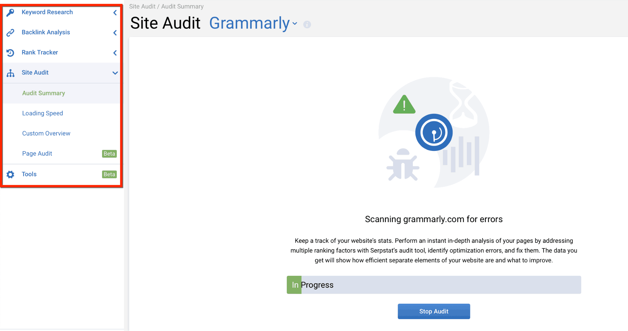 serpstat site audit results