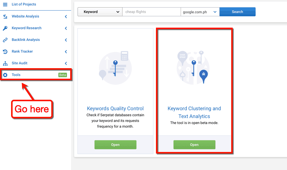 Serpstat Keyword Clustering Tool