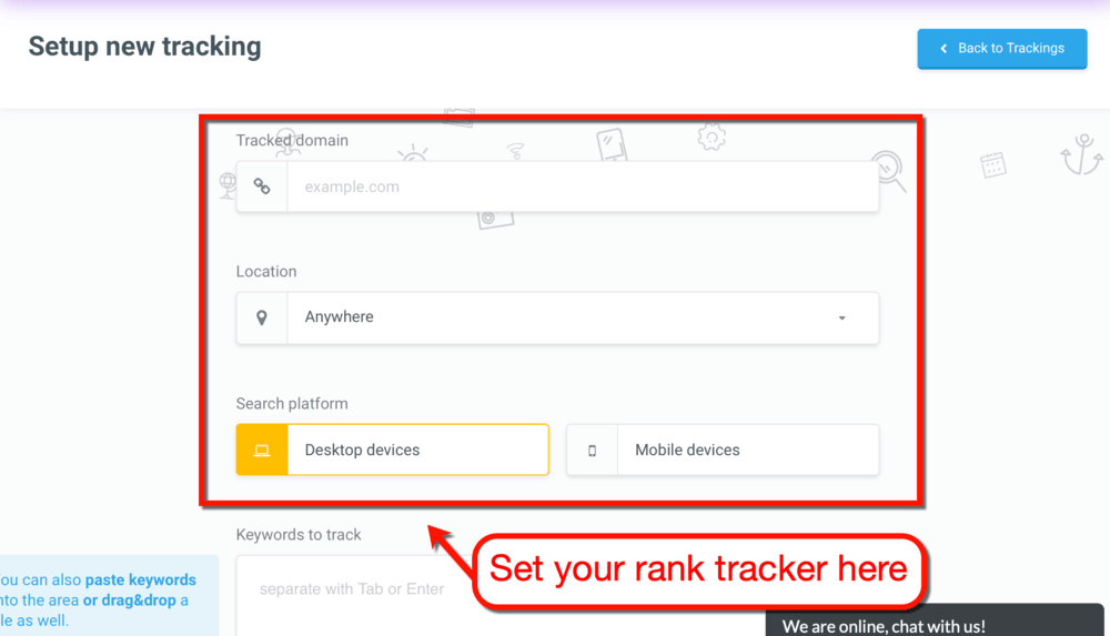 Setup New Tracking with SERPWatcher
