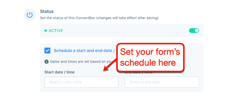 Setting Your ConvertBox's Schedule