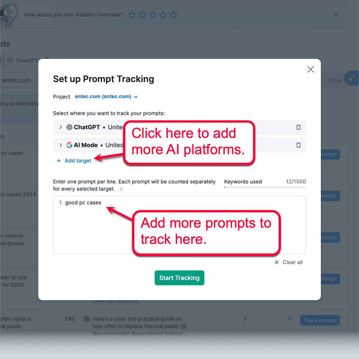 Set Up Prompt Tracking UI