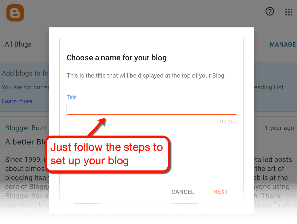 Creating Your Blogger Blog