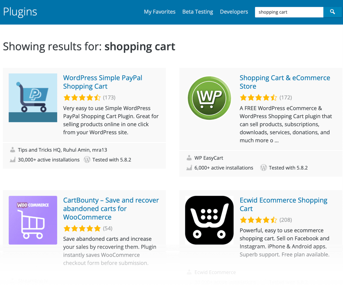 Shopping Cart Plugins WP