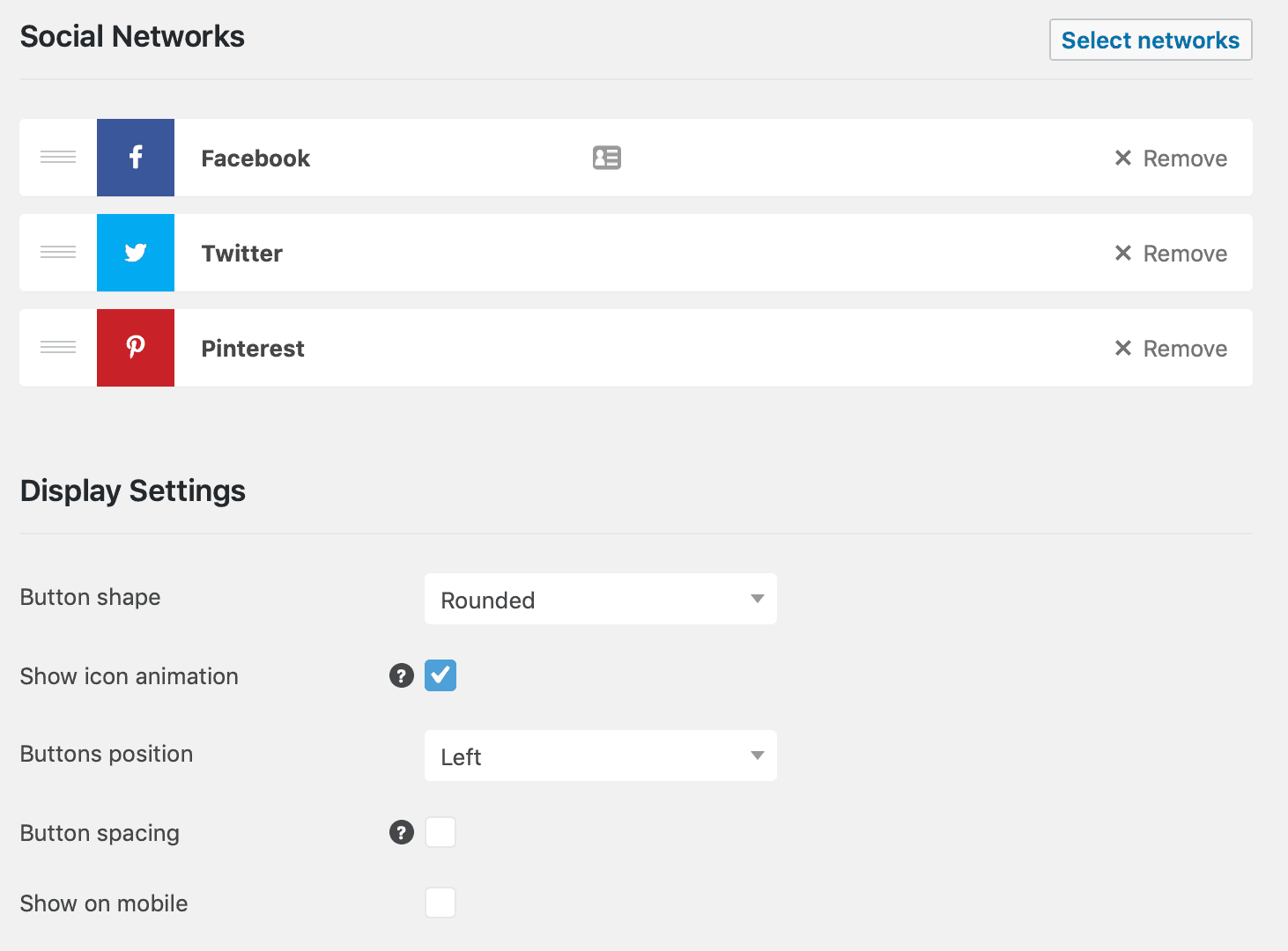 Social Pug Settings Page