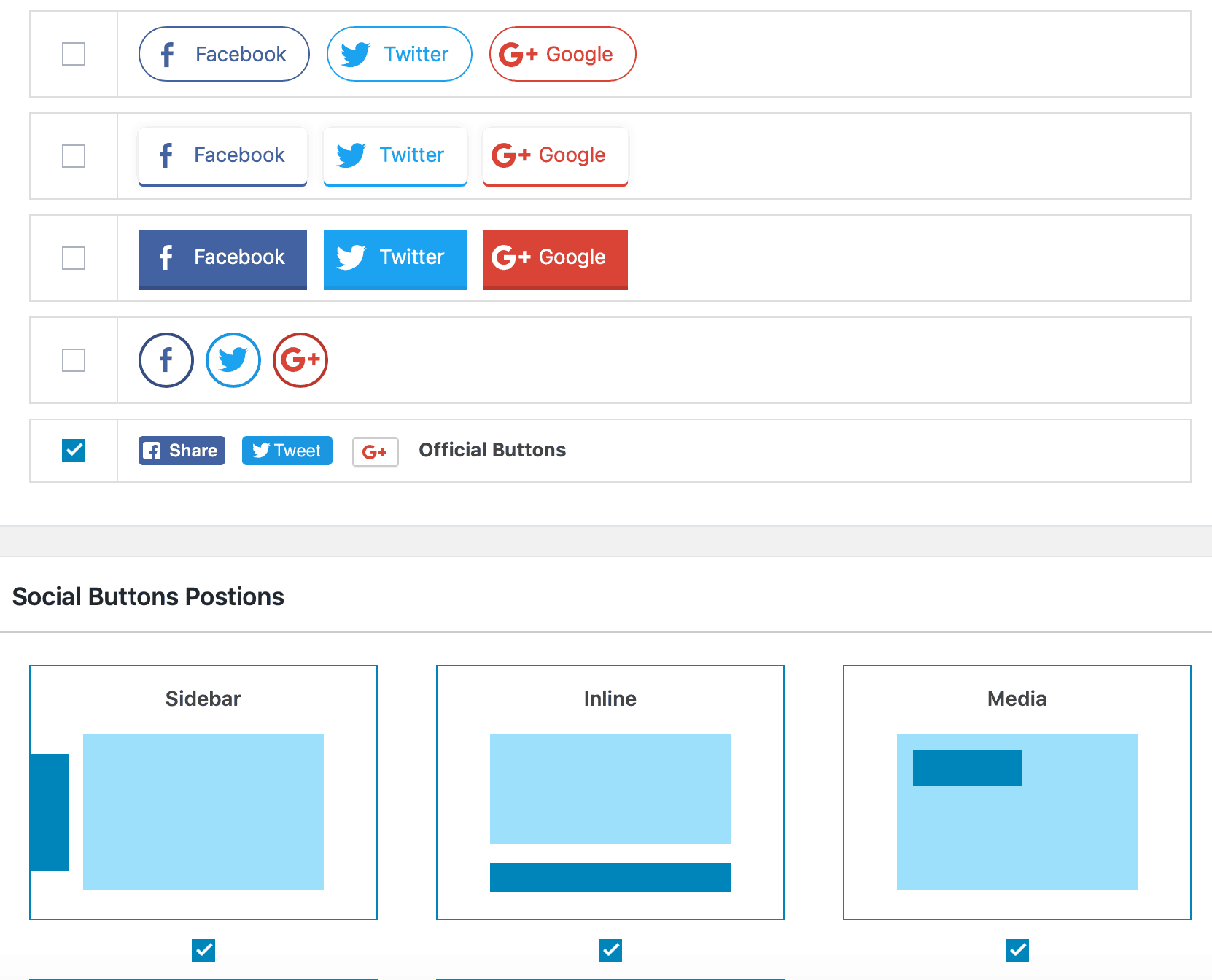Social Sharing for Everyone Settings