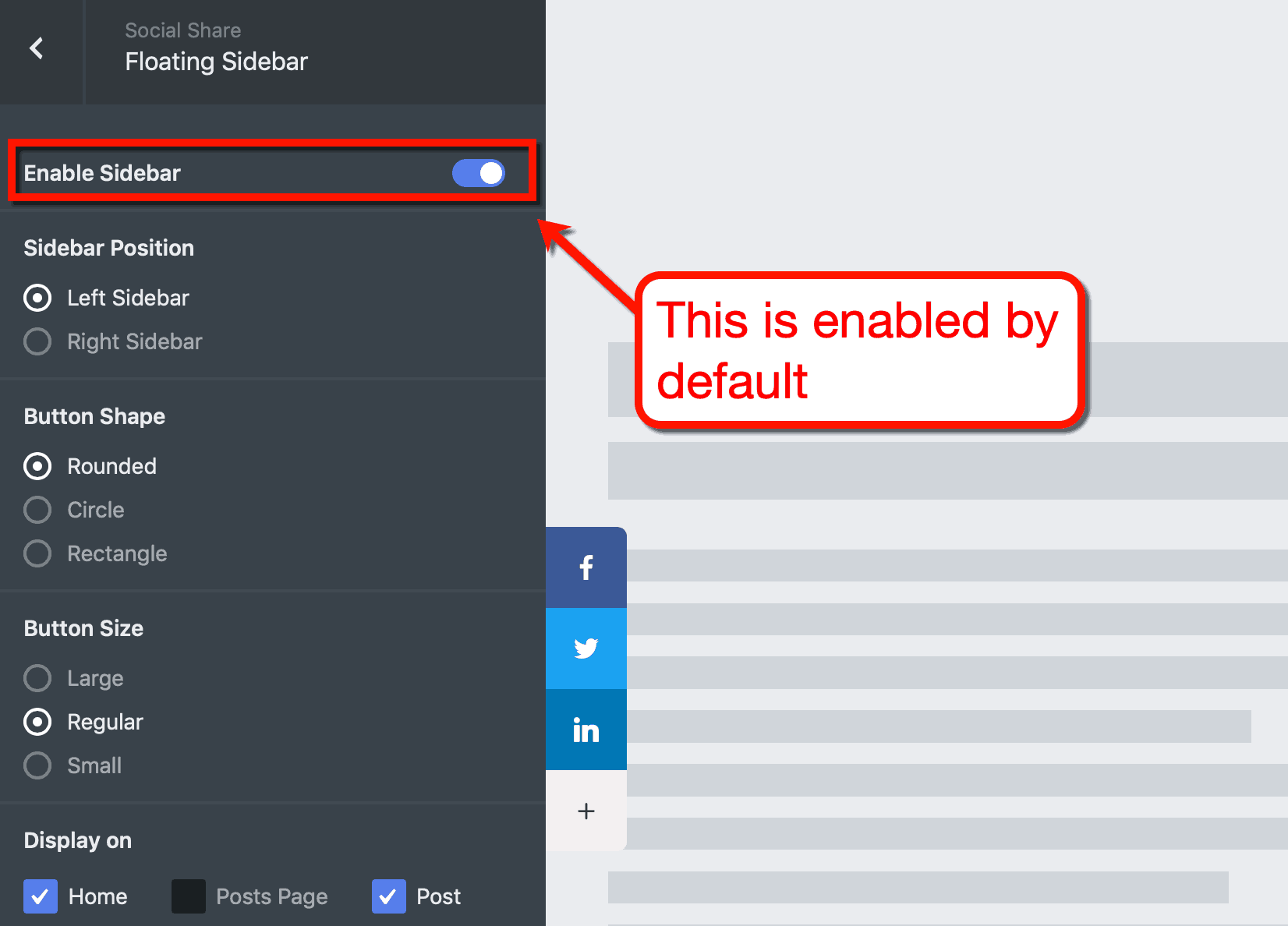 Social Snap Sidebar Toggle