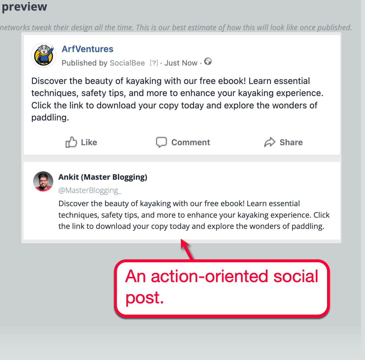 AI-Generated Action-Oriented Post