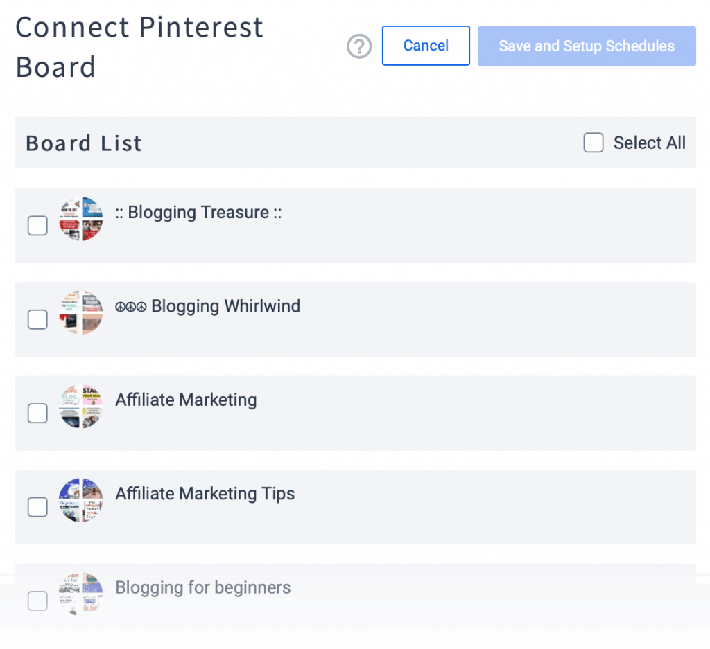 Connecting Pinterest Board
