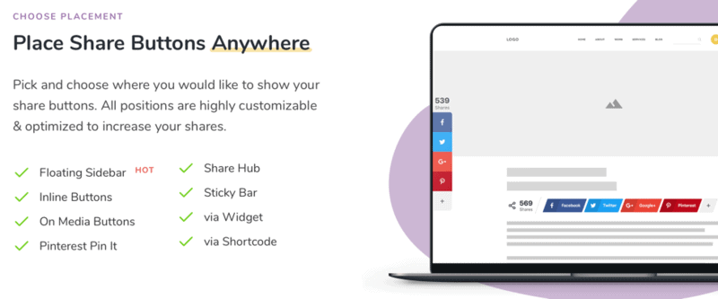 SocialSnap Sharing Button Placements