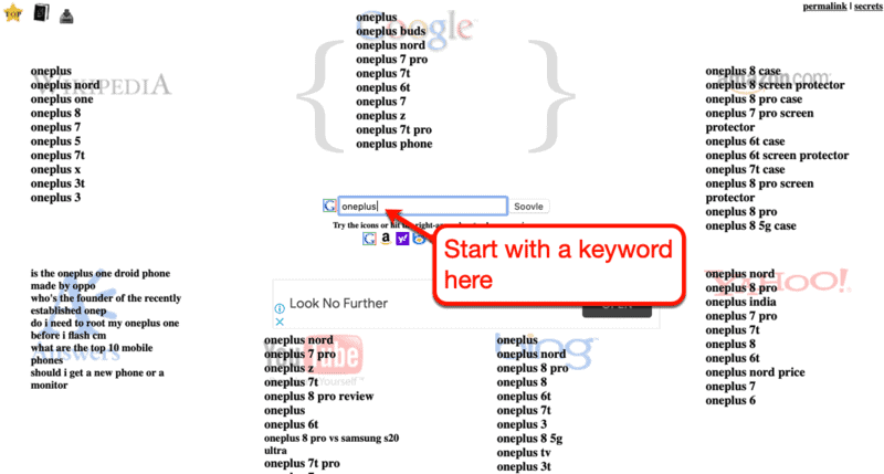 Soovle Keyword Suggestions