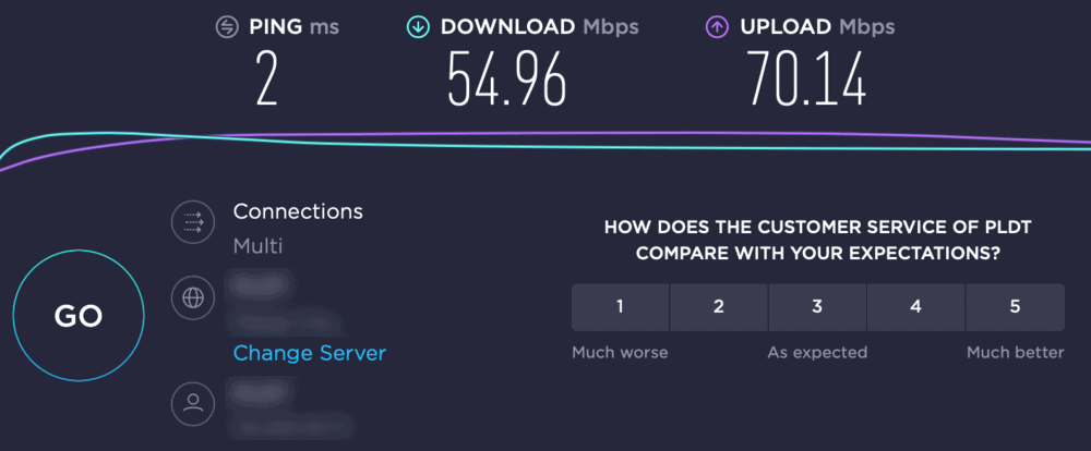 SpeedTest.net results