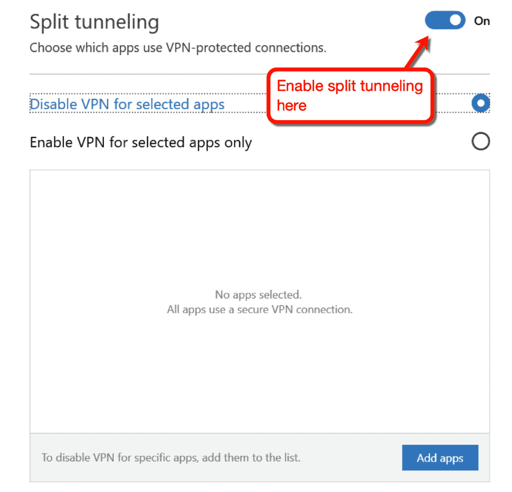 Split Tunneling Feature