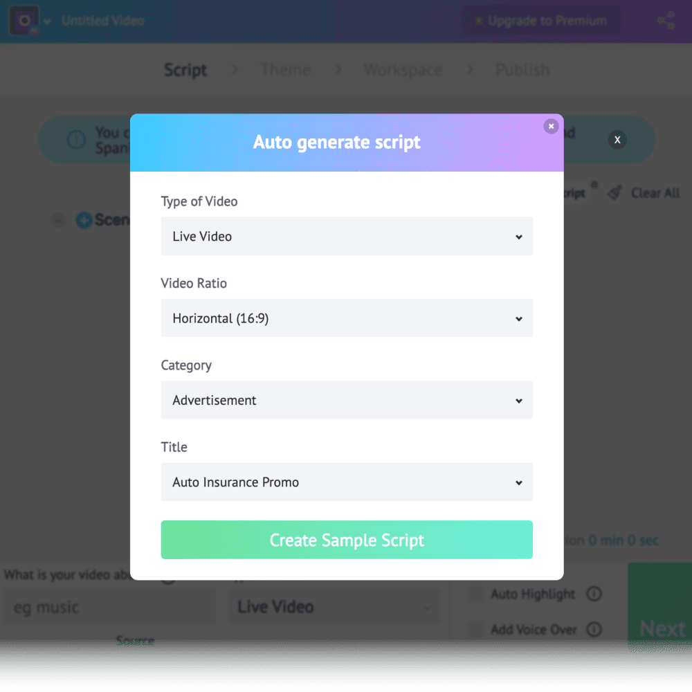 Steve AI auto generate script tool