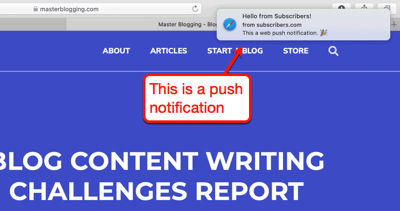 Push notification from Subscribers.com