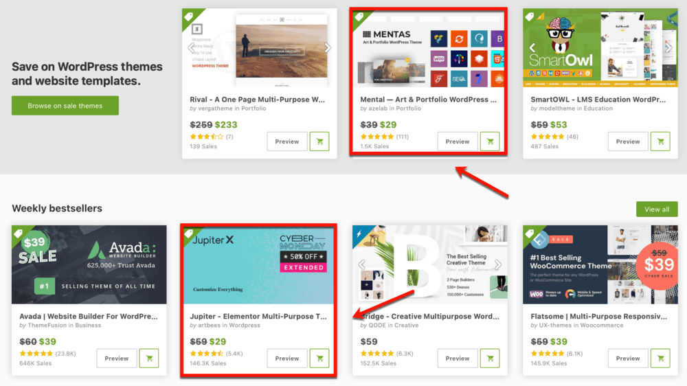 Premium Themes on Theme Forest