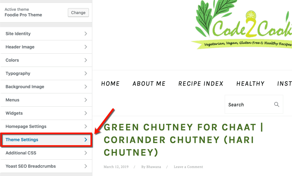 Customize Other Theme Settings