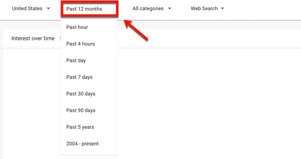 Setting the Time Range to 12 Months