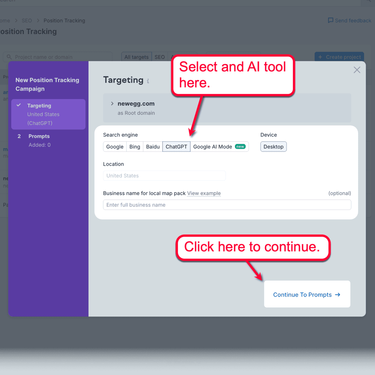 AI Tracker Targeting Settings