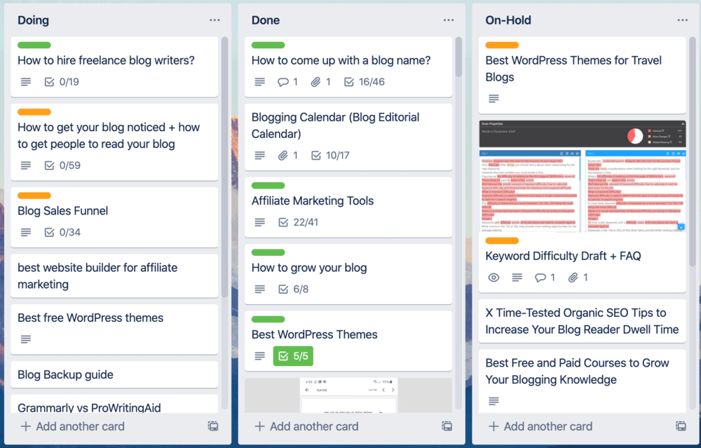Trello interface