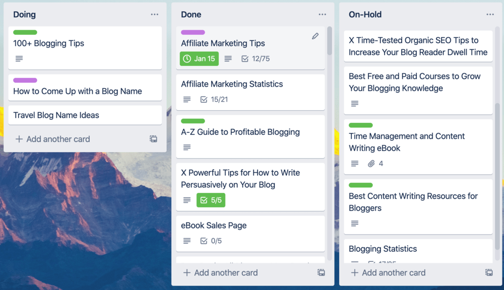 Trello Master Blogging Board