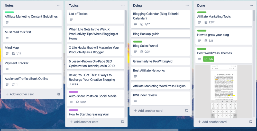 Trello my editorial calendar