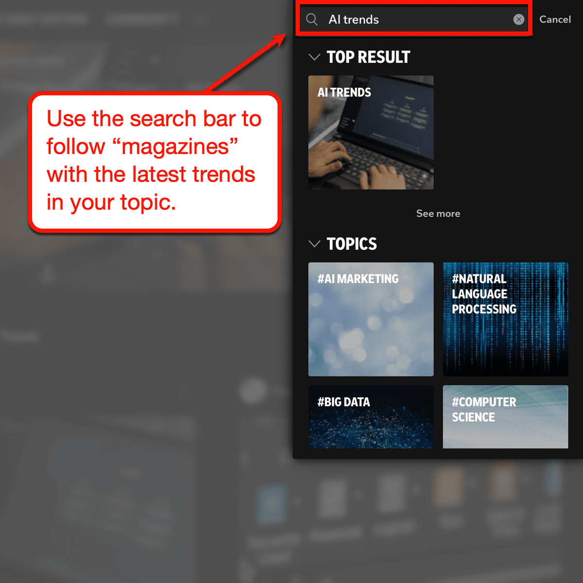 Flipboard search results for the keyword "AI trends."
