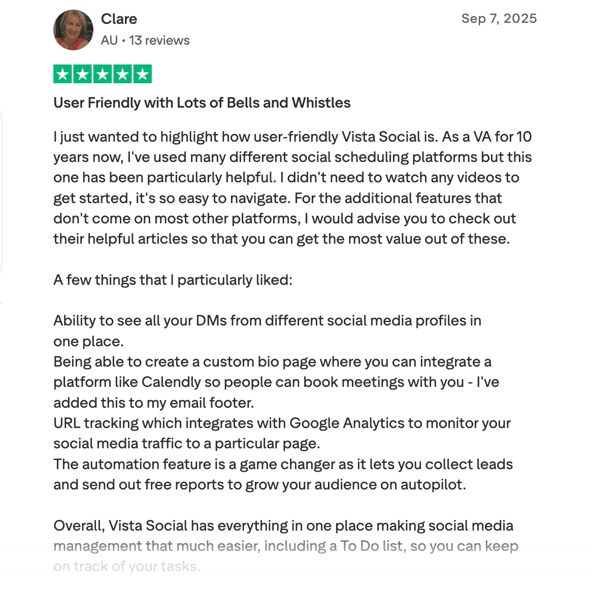 Vista Social Trustpilot Review