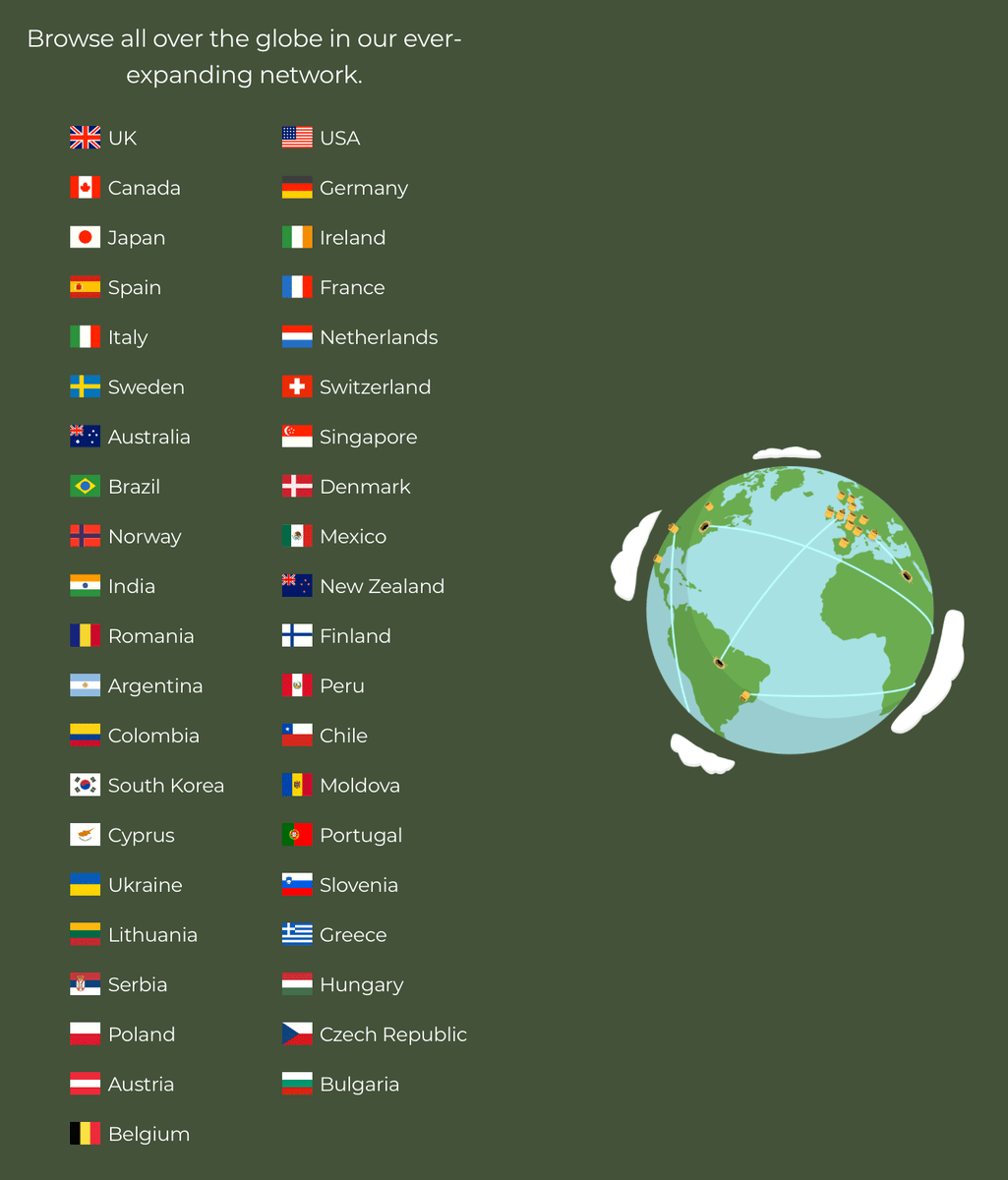 TunnelBear Server List