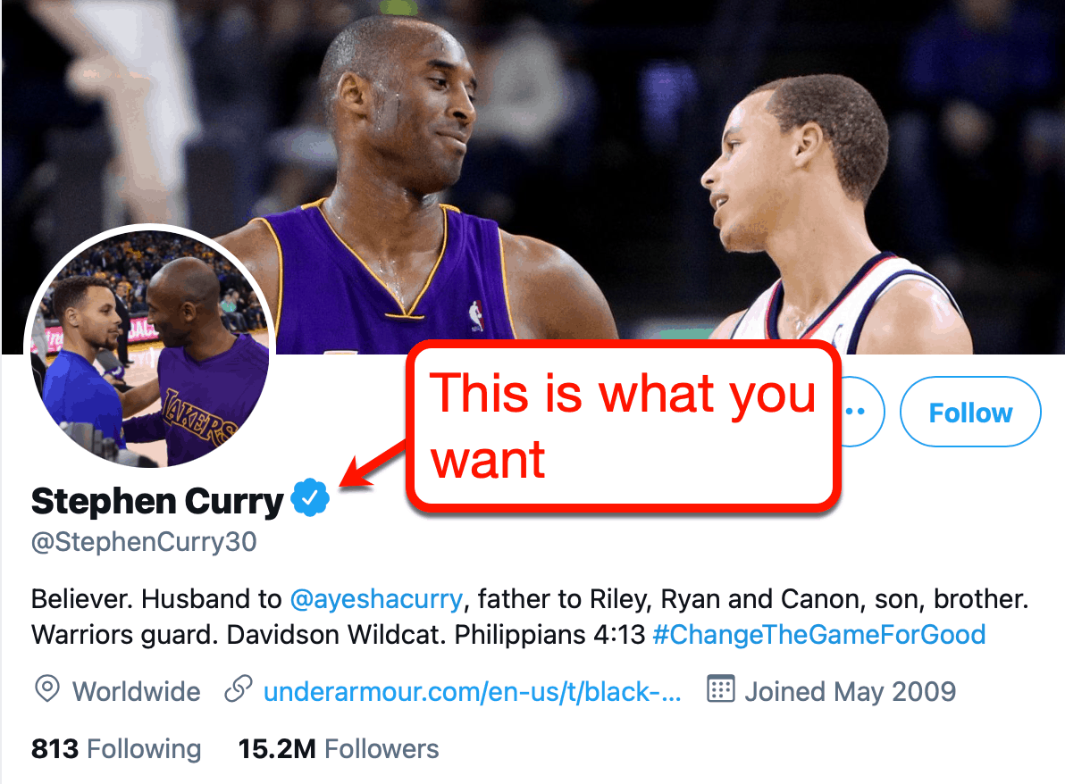 Stephen Curry's Checkmark on Twitter