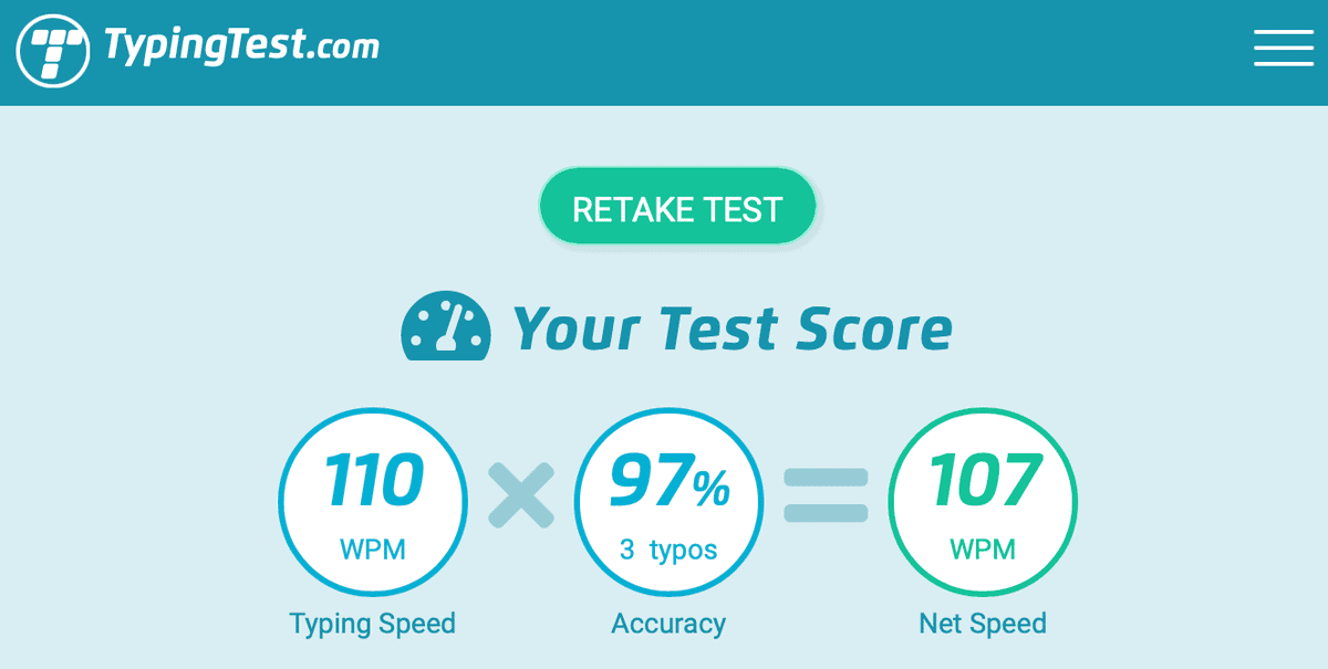 TypingTest.com Results