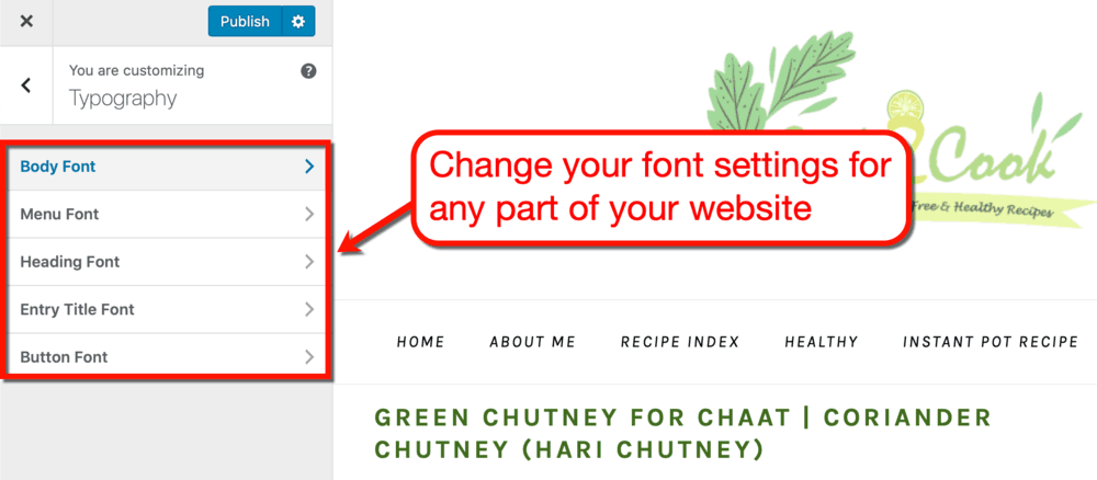 Customize Theme Typography