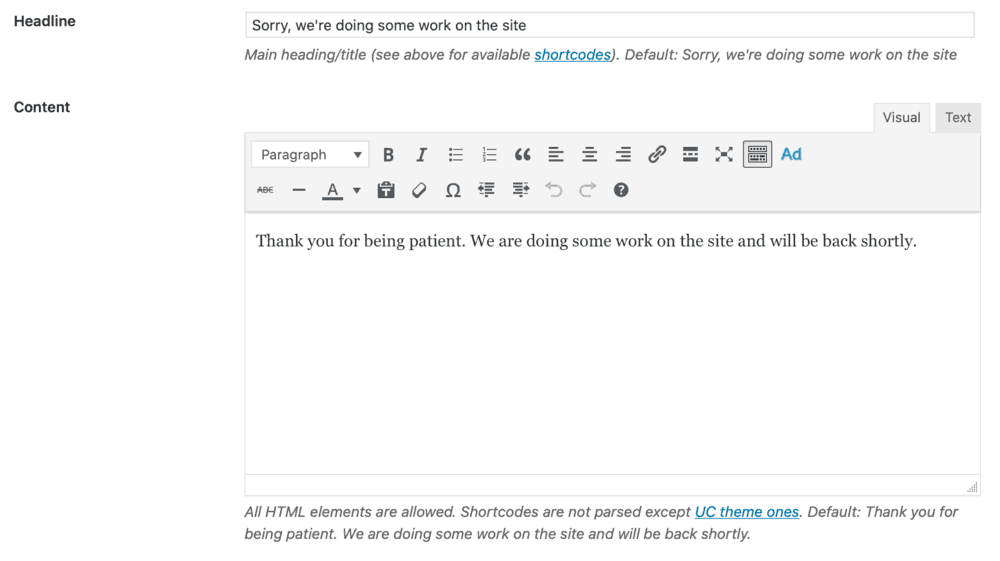 UnderConstruction Content Editor