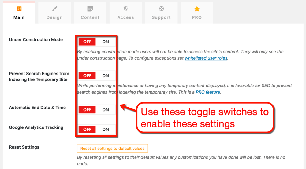 UnderConstruction Main Tab