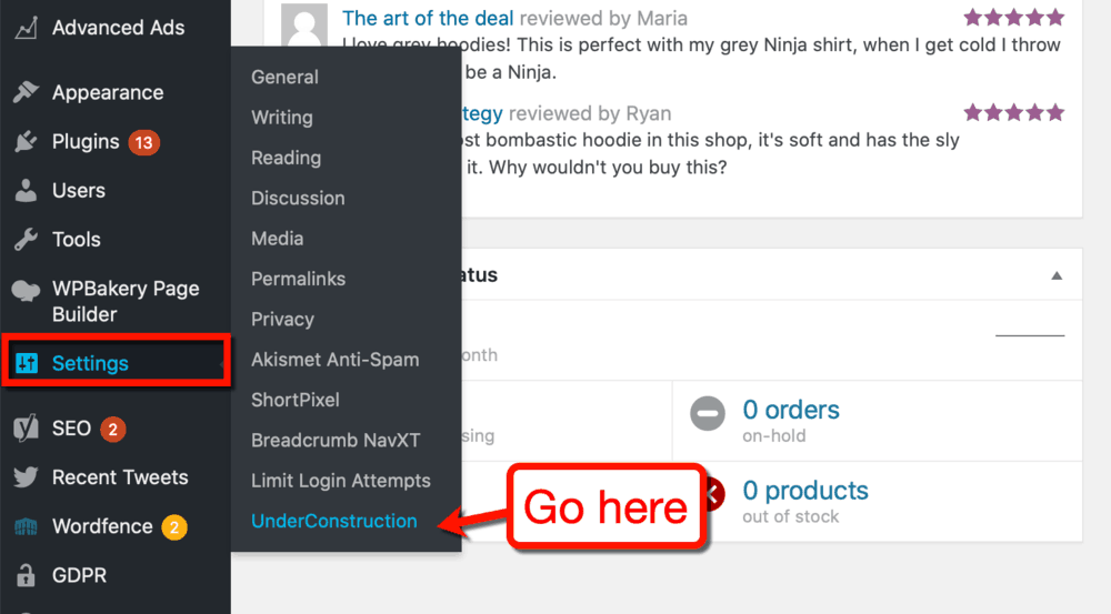 How to Access UnderConstruction from WordPress Settings