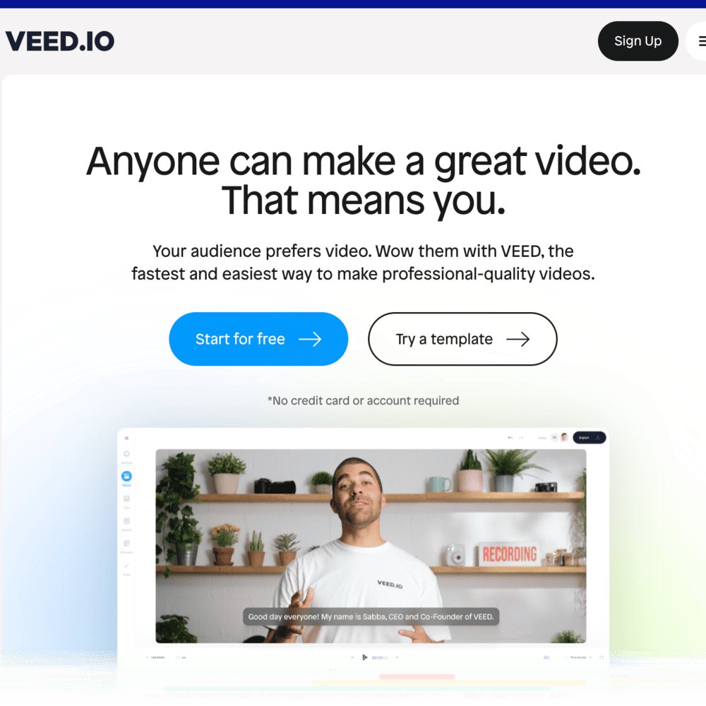 VEED homepage