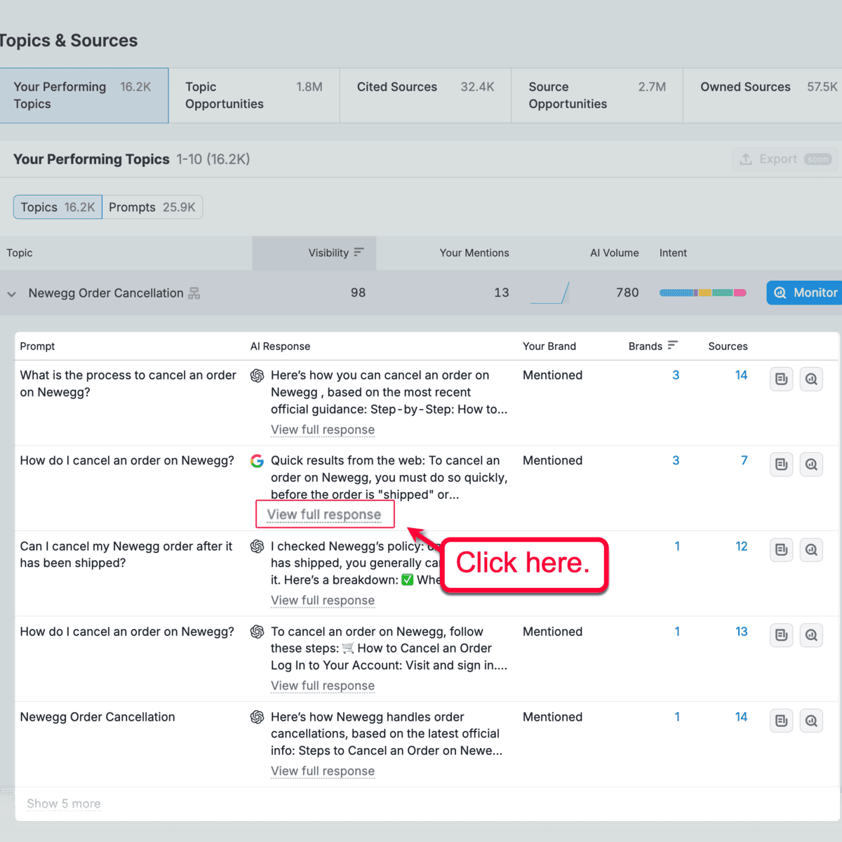 AI View Full Response Button