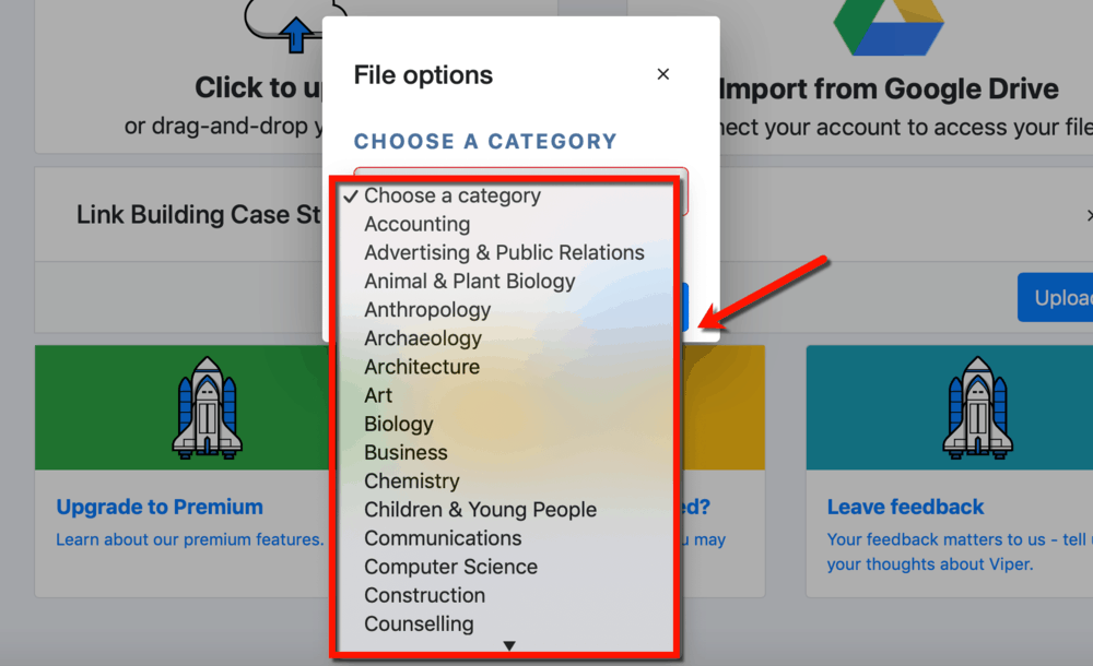 Viper Upload Categories