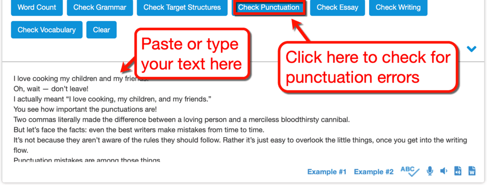 Virtual Writing Tutor Check Punctuation