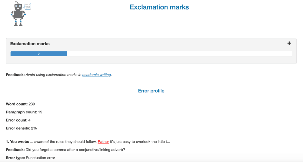 Virtual Writing Tutor Report