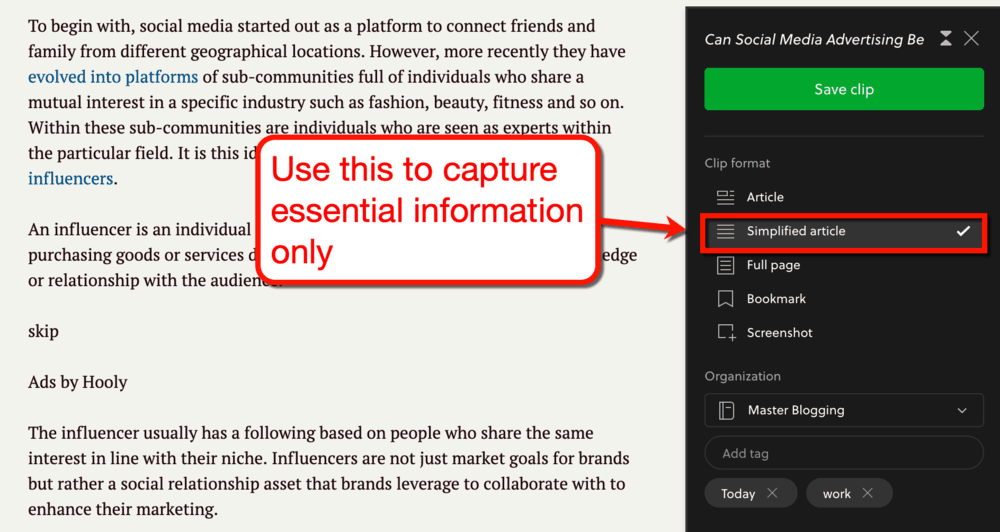 Evernote Web Clipper