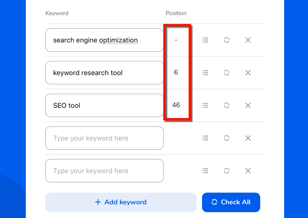 What's My SERP Keyword Positions