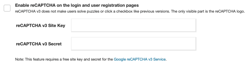 Wordfence reCAPTCHA Settings