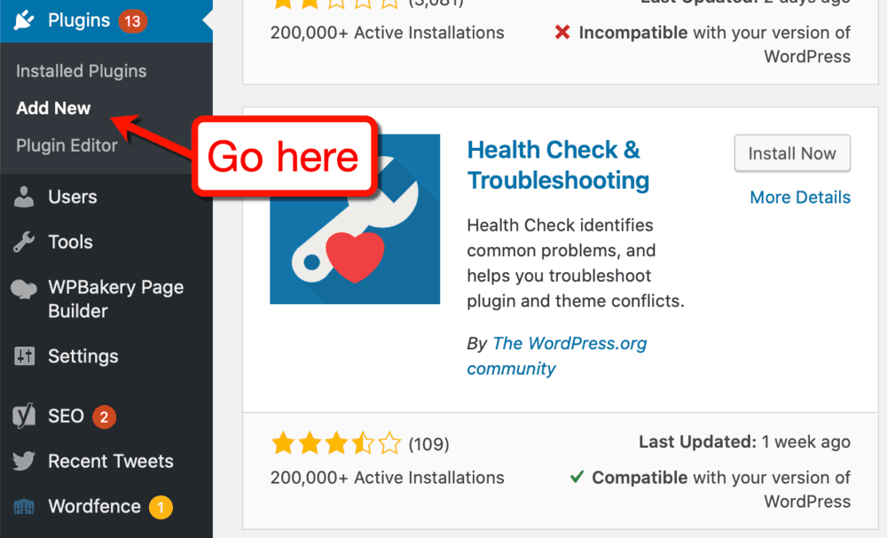 WordPress Plugins Sub-Menu