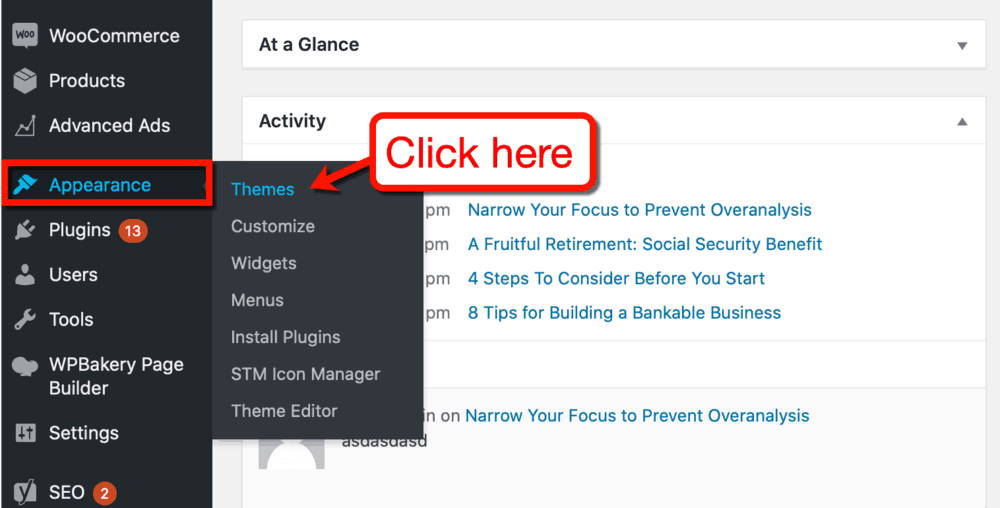 WordPress Appearance Sub-Menu