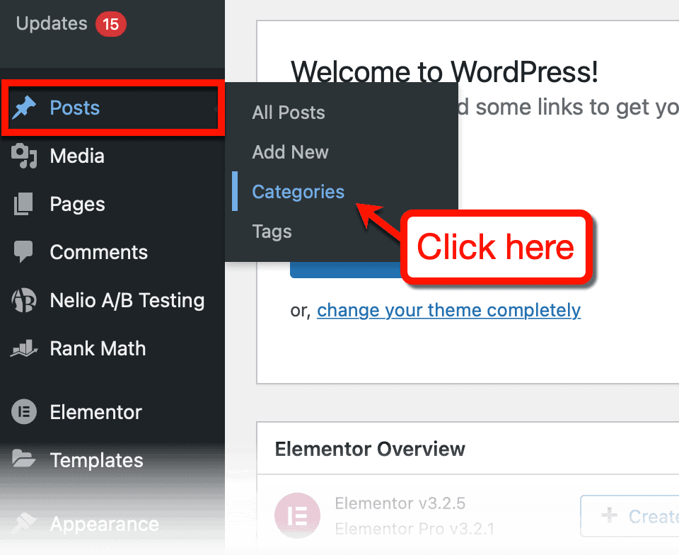 WordPress Categories from Menu