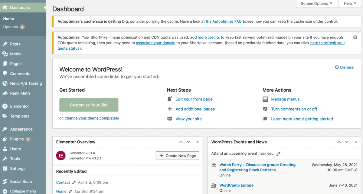 WordPress Dashboard