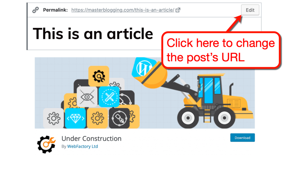 WordPress Edit Permalink Button