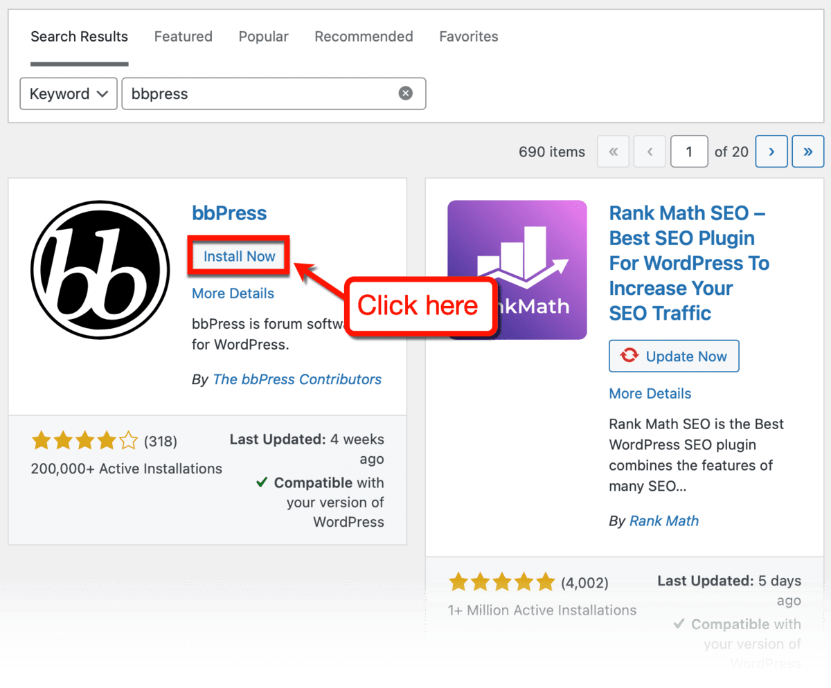 WordPress Install Plugin Button