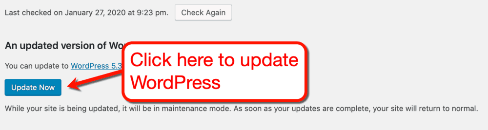 Update WordPress Button