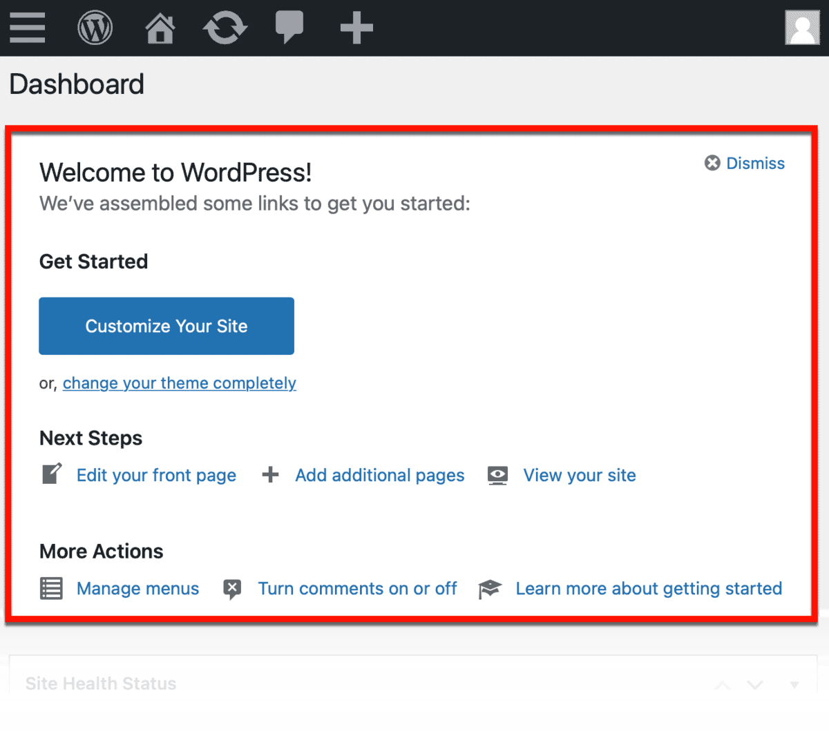 WordPress Welcome Banner